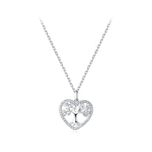 Load image into Gallery viewer, 925 Sterling Silver Fashion and Creative Tree Of Life Heart-shaped Pendant with Cubic Zirconia and Necklace