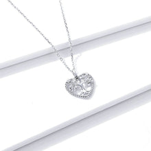 Load image into Gallery viewer, 925 Sterling Silver Fashion and Creative Tree Of Life Heart-shaped Pendant with Cubic Zirconia and Necklace