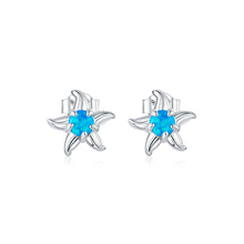 Load image into Gallery viewer, 925 Sterling Silver Fashion Simple Starfish Stud Earrings with Cubic Zirconia