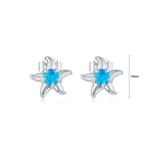 925 Sterling Silver Fashion Simple Starfish Stud Earrings with Cubic Zirconia