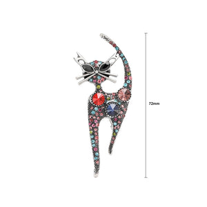 Fashion Personalized Colorful Cat Brooch with Red Cubic Zirconia
