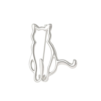 Simple and Cute Hollow White Cat Brooch