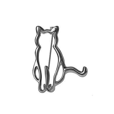 Simple and Cute Hollow Black Cat Brooch