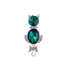 Load image into Gallery viewer, Fashion Simple Cat Brooch with Green Cubic Zirconia