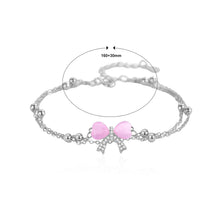 Load image into Gallery viewer, 925 Sterling Silver Simple Sweet Ribbon Double Layer Bracelet with Imitation Cats Eye