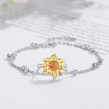 Load image into Gallery viewer, 925 Sterling Silver Fashion Temperament Golden Sunflower Double Layer Bracelet with Cubic Zirconia