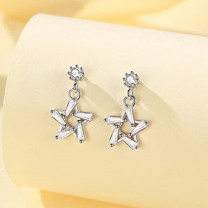 925 Sterling Silver Fashion and Simple Star Earrings with Cubic Zirconia