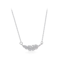 Load image into Gallery viewer, 925 Sterling Silver Simple and Fashion Leaf Pendant with Cubic Zirconia and Necklace