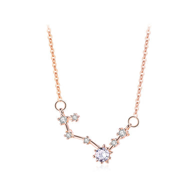 925 Sterling Silver Plated Rose Gold Fashion and Creative Star Pendant with Cubic Zirconia and Necklace