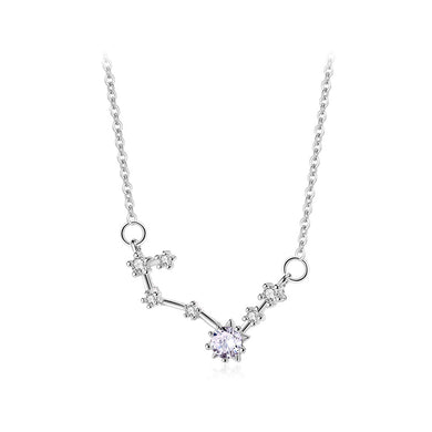 925 Sterling Silver Fashion and Creative Star Pendant with Cubic Zirconia and Necklace