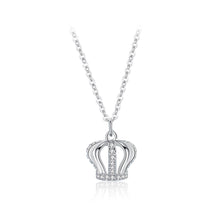 Load image into Gallery viewer, 925 Sterling Silver Fashion and Simple Crown Pendant with Cubic Zirconia and Necklace