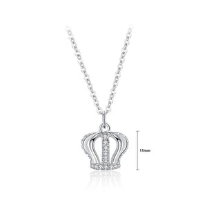 925 Sterling Silver Fashion and Simple Crown Pendant with Cubic Zirconia and Necklace