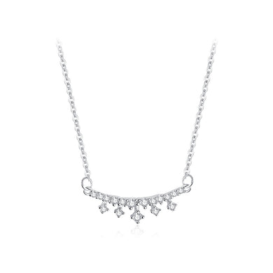 925 Sterling Silver Simple Fashion Star Geometric Pendant with Cubic Zirconia and Necklace