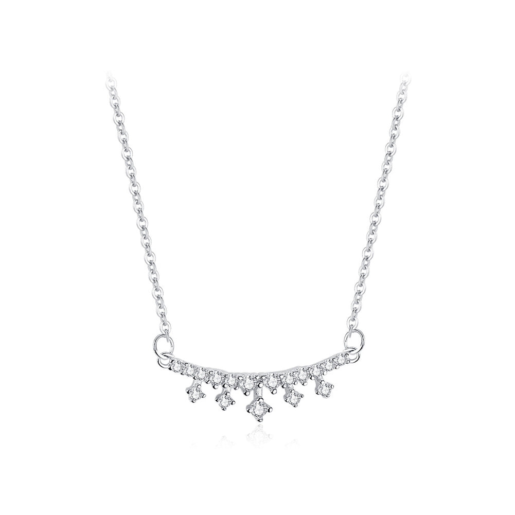 925 Sterling Silver Simple Fashion Star Geometric Pendant with Cubic Zirconia and Necklace