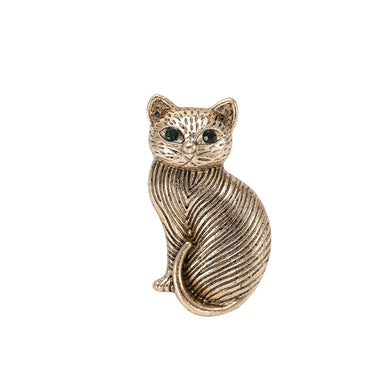 Simple Cute Plated Gold Cat Brooch with Cubic Zirconia