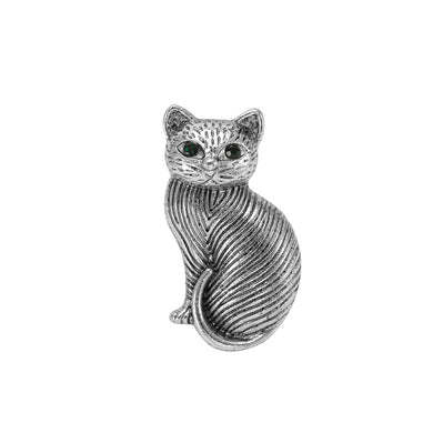 Simple Cute Cat Brooch with Cubic Zirconia