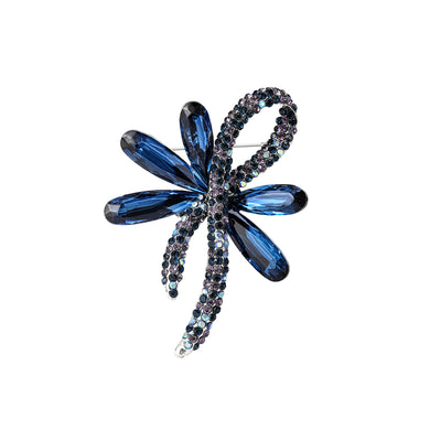 Fashion and Elegant Ribbon Brooch with Blue Cubic Zirconia