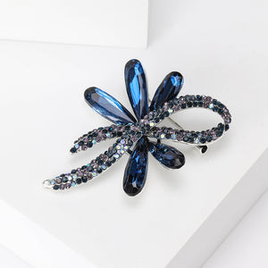 Fashion and Elegant Ribbon Brooch with Blue Cubic Zirconia