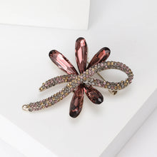 Load image into Gallery viewer, Fashion and Elegant Plated Gold Ribbon Brooch with Purple Cubic Zirconia