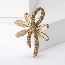 Load image into Gallery viewer, Fashion and Elegant Plated Gold Ribbon Brooch with Gold Cubic Zirconia