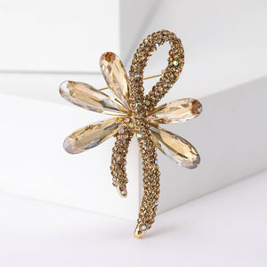 Fashion and Elegant Plated Gold Ribbon Brooch with Gold Cubic Zirconia