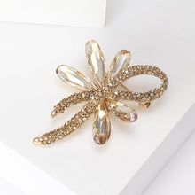 Load image into Gallery viewer, Fashion and Elegant Plated Gold Ribbon Brooch with Gold Cubic Zirconia