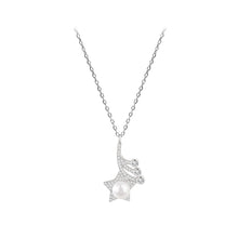 Load image into Gallery viewer, 925 Sterling Silver Fashion Star Imitation Pearl Pendant with Cubic Zirconia and Necklace
