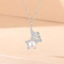 Load image into Gallery viewer, 925 Sterling Silver Fashion Star Imitation Pearl Pendant with Cubic Zirconia and Necklace