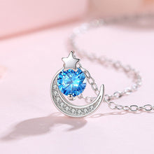 Load image into Gallery viewer, 925 Sterling Silver Fashion Simple Star and Moon Pendant with Cubic Zirconia and Necklace