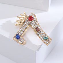 Load image into Gallery viewer, Fashion Brilliant Plated Gold Crown Number 7 Brooch with Cubic Zirconia