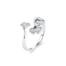 Load image into Gallery viewer, 925 Sterling Silver Simple and Fashion Ginkgo Leaf Adjustable Open Ring