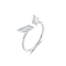 Load image into Gallery viewer, 925 Sterling Silver Fashion Simple Angel Wings Adjustable Open Ring with Cubic Zirconia