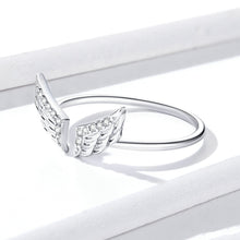 Load image into Gallery viewer, 925 Sterling Silver Fashion Simple Angel Wings Adjustable Open Ring with Cubic Zirconia