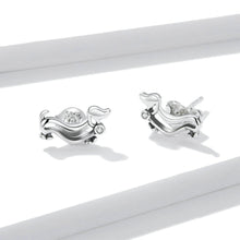Load image into Gallery viewer, 925 Sterling Silver Simple Cute Hollow Dog Stud Earrings with Cubic Zirconia