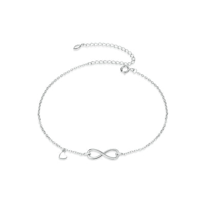 925 Sterling Silver Simple and Fashion Heart-shaped Infinity Symbol Anklet