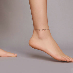 925 Sterling Silver Simple and Fashion Heart-shaped Infinity Symbol Anklet