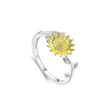 Load image into Gallery viewer, 925 Sterling Silver Fashion Temperament Sunflower Adjustable Open Ring
