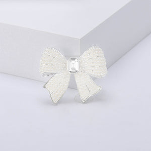 Elegant and Sweet Ribbon Imitation Pearl Brooch with Cubic Zirconia