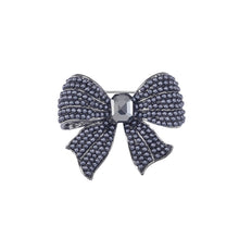Load image into Gallery viewer, Elegant and Sweet Black Ribbon Imitation Pearl Brooch with Cubic Zirconia