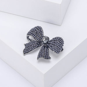 Elegant and Sweet Black Ribbon Imitation Pearl Brooch with Cubic Zirconia