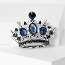 Load image into Gallery viewer, Elegant Temperament Crown Brooch with Blue Cubic Zirconia