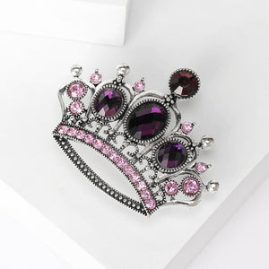 Elegant Temperament Crown Brooch with Purple Cubic Zirconia
