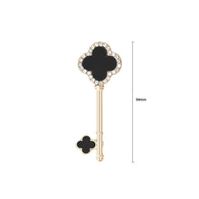 Load image into Gallery viewer, Fashion Simple Plated Gold Black Four-leafed Clover Key Brooch with Cubic Zirconia