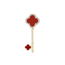Load image into Gallery viewer, Fashion Simple Plated Gold Red Four-leafed Clover Key Brooch with Cubic Zirconia