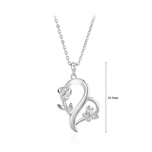 Load image into Gallery viewer, 925 Sterling Silver Fashion Romantic Rose Butterfly Heart-shaped Pendant with Cubic Zirconia and Necklace