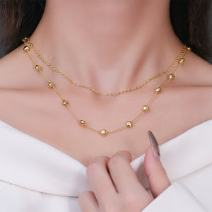 Fashion and Simple Plated Gold Heart-shaped Double-layer Necklace