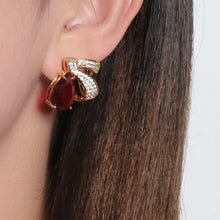 Load image into Gallery viewer, Fashion Brilliant Plated Gold Ribbon Earrings with Cubic Zirconia