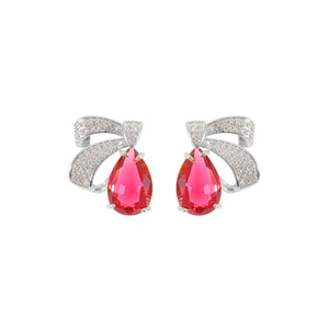 Fashion Brilliant Ribbon Earrings with Cubic Zirconia
