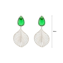 Load image into Gallery viewer, Fashion Personality Hollow Leaf Earrings with Green Cubic Zirconia