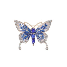 Load image into Gallery viewer, Fashion and Elegant Plated Gold Enamel Blue Butterfly Brooch with Cubic Zirconia